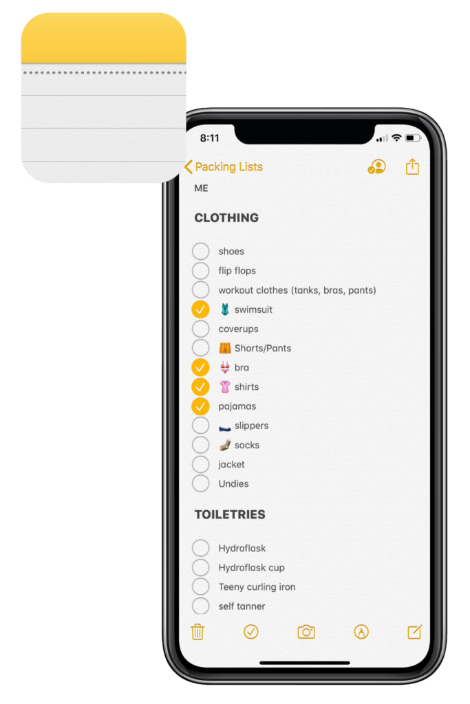 Tech Tuesday: Using The Notes App to Make Packing Easier!