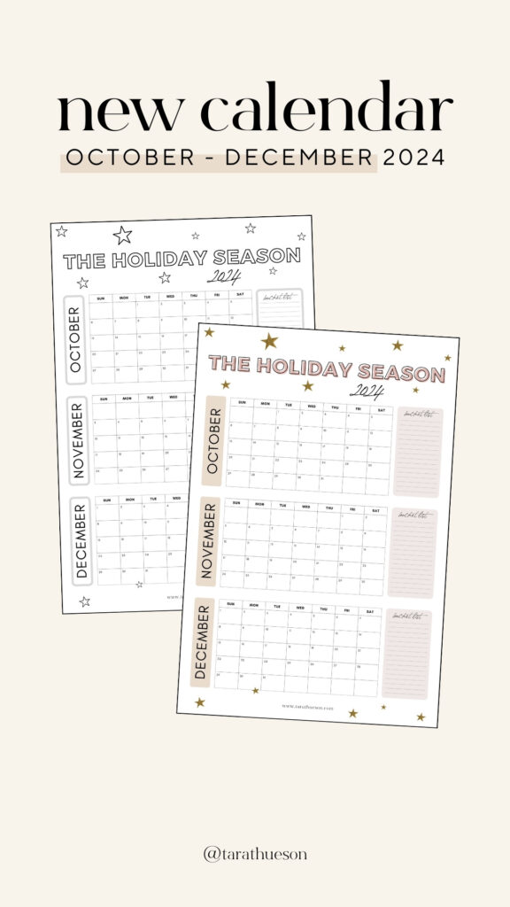 2024 October – December Calendar – Free Printable