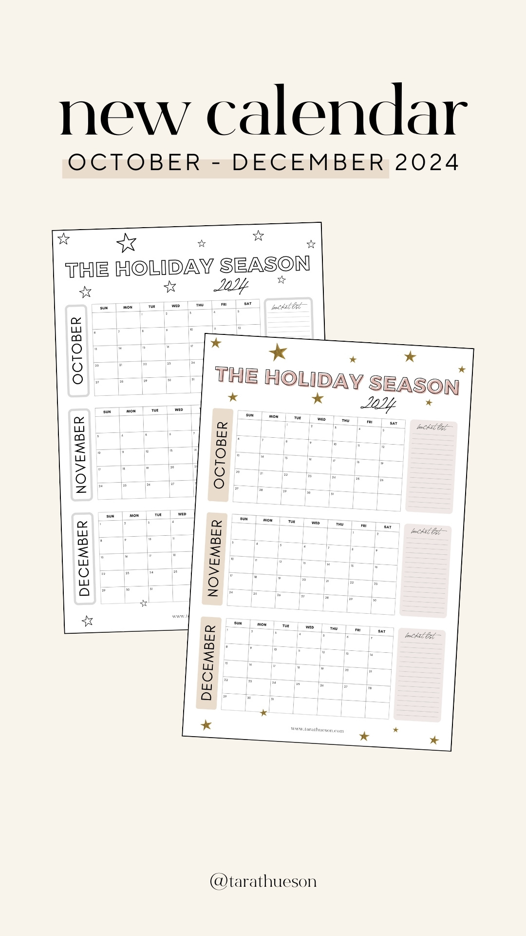 2024 October - December Calendar - Free Printable – Tara Thueson