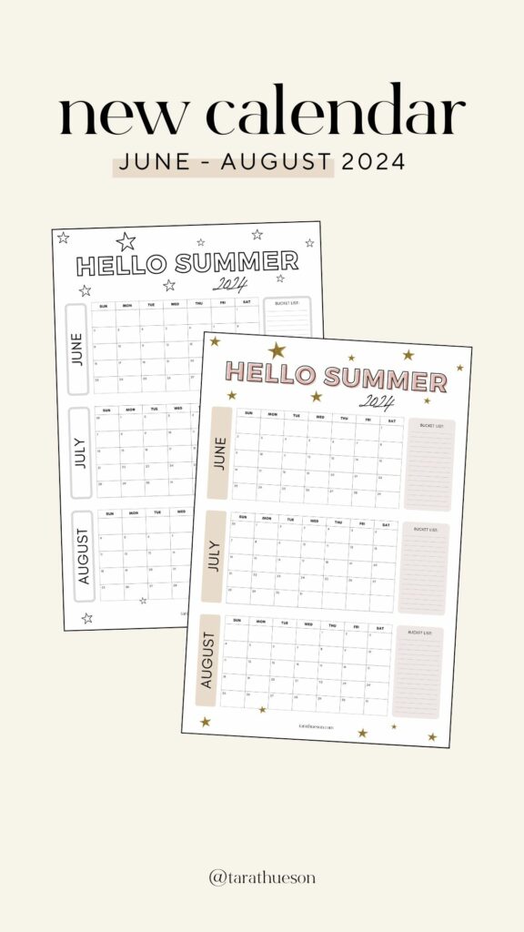 2024 SUMMER Calendar – Free Printable