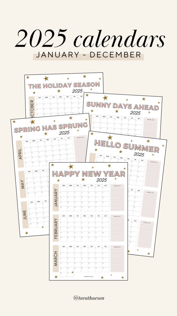 2025 Calendars – Free Printables